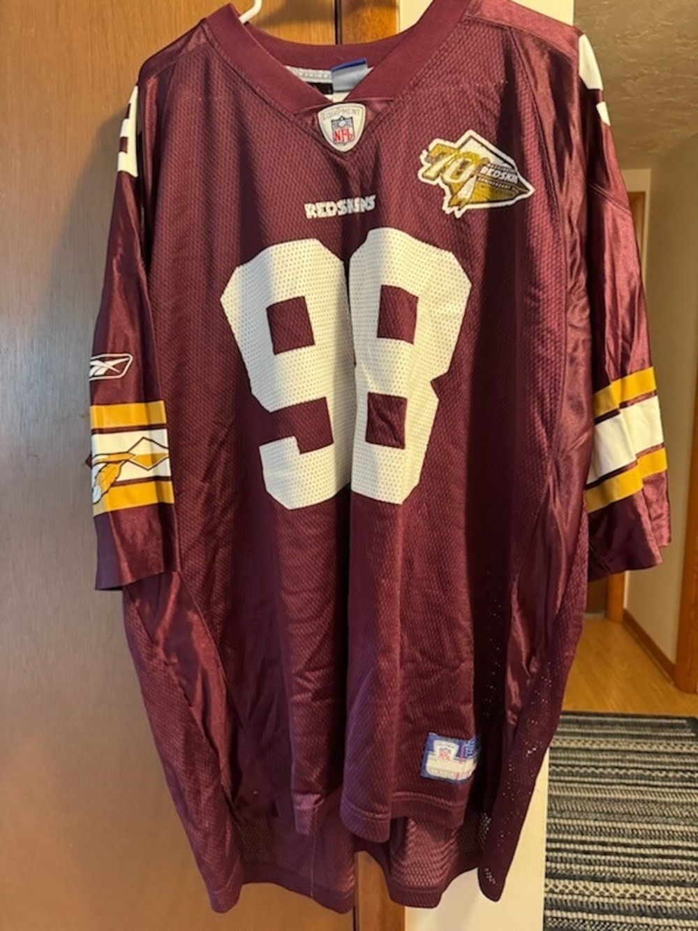 NFL Burgundy and White Washington Redskins #98 Game Jersey